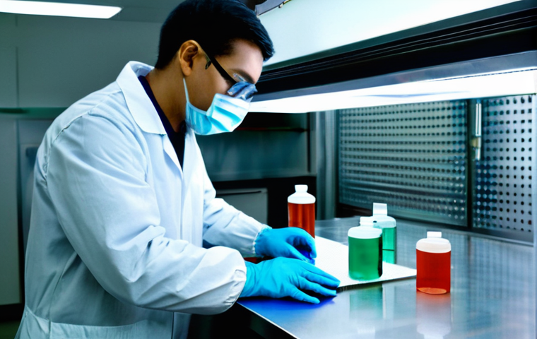 임상병리사 실험실 안전 수칙 - **Prompt 1: Personal Protective Equipment and Chemical Safety**
"A young, focused laboratory tec... 임상병리사 실험실 안전 수칙 - **Prompt 1: Personal Protective Equipment and Chemical Safety**
"A young, focused laboratory tec...