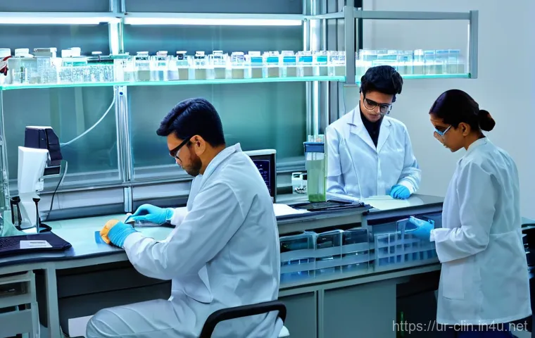임상병리사의 하루 일과 - **Prompt:** A bustling morning in a state-of-the-art medical laboratory in Pakistan. Diverse male an...
