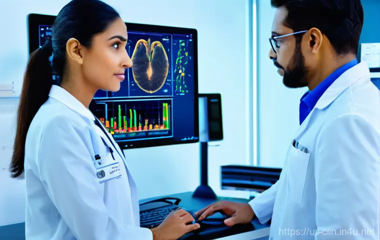 임상병리사 이직 성공 전략 - **"Digital Diagnostics Innovators"**
A diverse group of professional medical technologists, incl...